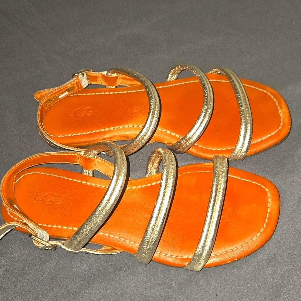 UGG Orange Sandals with Gold Straps